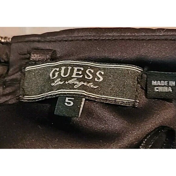 Guess Mini Size 5 Statin Floral Black Tan Roses Design Strapless Baby Doll Lined - Picture 3 of 5